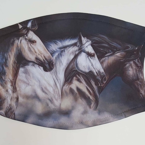 3 horses/stallions face mask/covering with/without nose wire and 2 free carbon filters