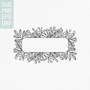 Cadre rectangulaire botanique SVG, téléchargement instantané de bordure florale, monogramme botanique