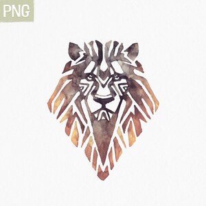 Lion Watercolor Clipart | Geometric Lion Graphics | Handpainted Lion | Instant Download