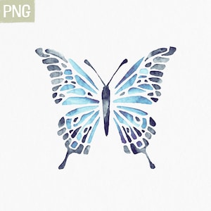 Butterfly Watercolor Clipart | Blue Monarch Graphic | Handpainted butterfly | Instant Download
