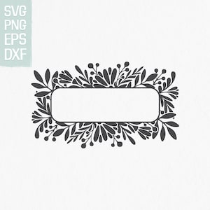 Cadre rectangulaire botanique SVG, téléchargement instantané de bordure florale, monogramme botanique