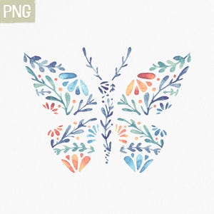Floral Butterfly Watercolor Clipart | Butterfly printable PNG | Butterfly sublimation | Instant Download