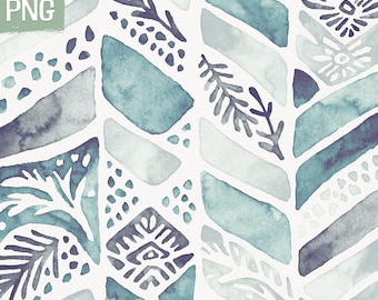 Boho Digital Paper | Seamless Pattern | Ethnic Watercolor Clipart | Instant Download