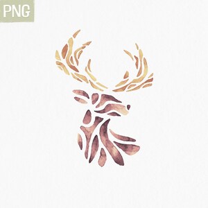 Hirsch Aquarell Clipart | Hirsch Grafiken | Handbemalter Hirsch | Sofort Download