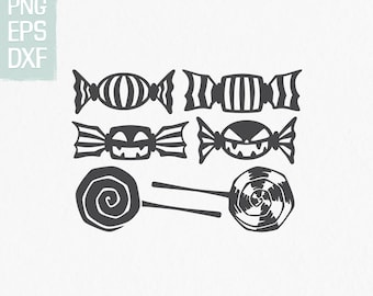 Halloween candy SVG, set of 6 svg, png, dxf, eps, candy clipart, candy cut file, halloween clipart, trick or treat svg
