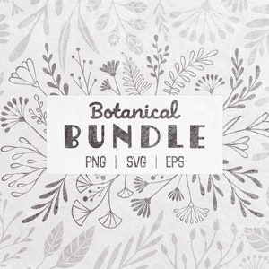 90 Botanical SVG PNG EPS Bundle | Floral svg | Flower Svg | Botanical clipart | Flower Clipart