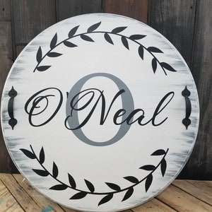 18" Lazy Susan, Rustic Turntable, Personalized Round Serving Tray with Handles, Monogram Farmhouse Decor, Housewarming Gift, Wedding Gift