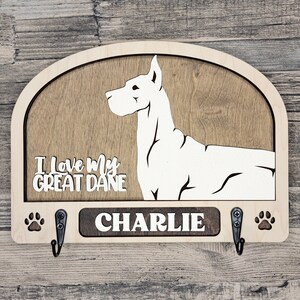 Dog Leash Holder, Key Hook, Chose Your Dog Breed, Customize Name, 50 Breeds Available and more coming soon, Laser Cut Design, Dog Silhouette image 5