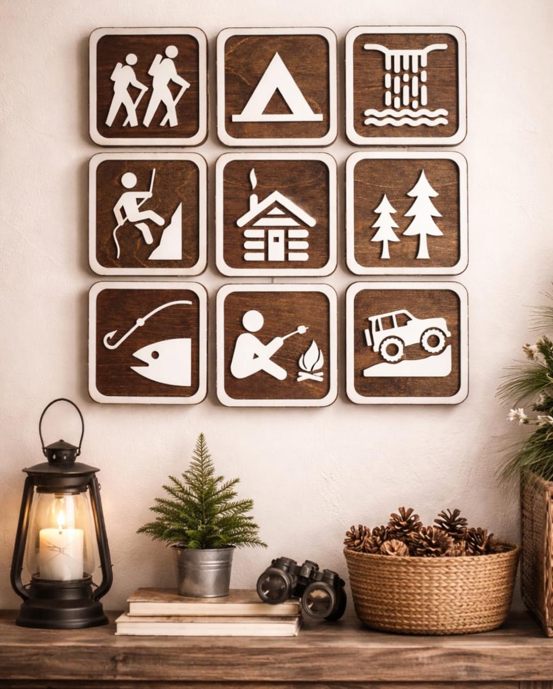 National Park Icon Signs, Camping Wall Decor, Outdoor Hiking Adventure ...