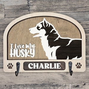 Dog Leash Holder, Key Hook, Chose Your Dog Breed, Customize Name, 50 Breeds Available and more coming soon, Laser Cut Design, Dog Silhouette image 6