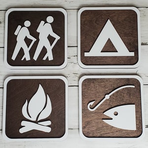 National Parks & Recreation Signs, National Forest Icons, Cabin Decor, 3D Laser Cut Camping Symbol, Fishing Nursery, Hiking, Over 150 Images