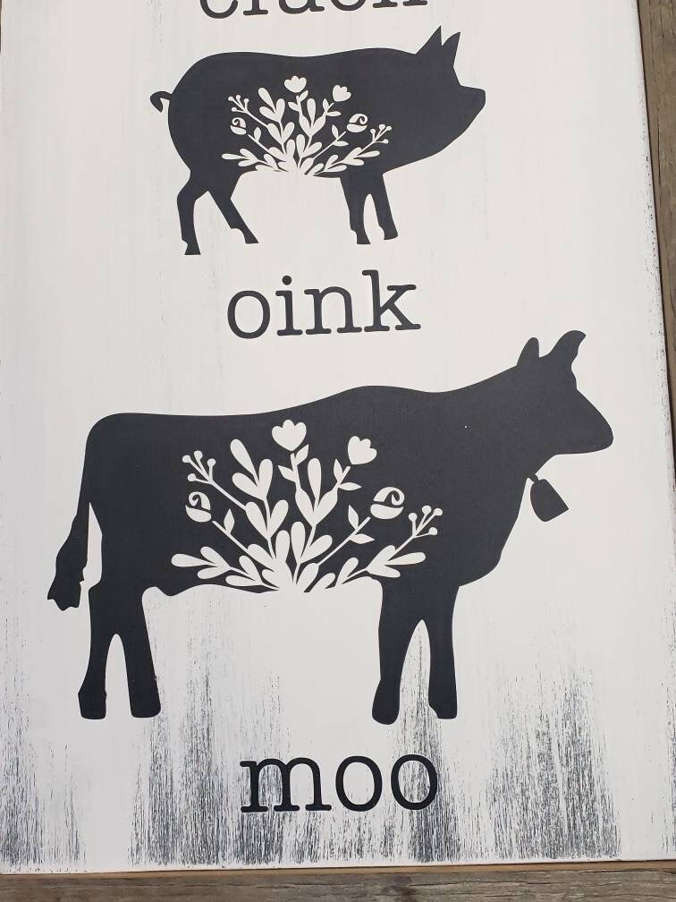 Farmhouse Cluck, Oink Moo Sign, Cow, Pig, Chicken Kitchen Sign, - Etsy