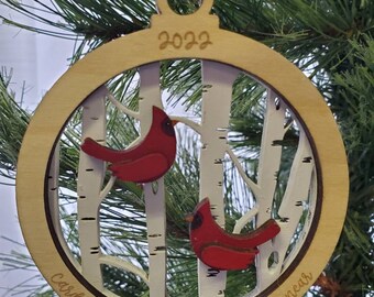 Cardinal Ornament, Cardinals Appear When Angels Are Near, Birch Tree Ornament, Christmas Tree Ornament, Holiday Decor