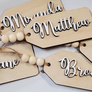 Christmas Stocking Name Tags, Engraved Name Tags, 3D Laser Cut Tags