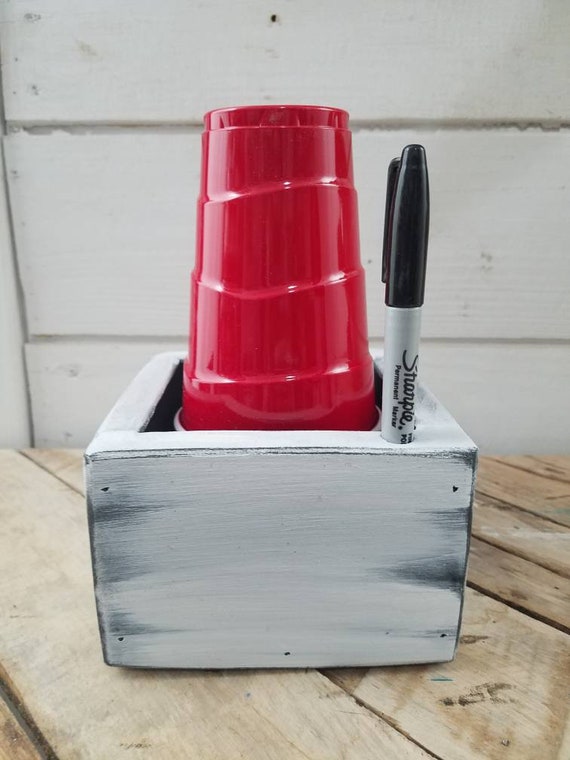 Solo Cup Holder Distressed Farmhouse Party Cup Dispenser Etsy