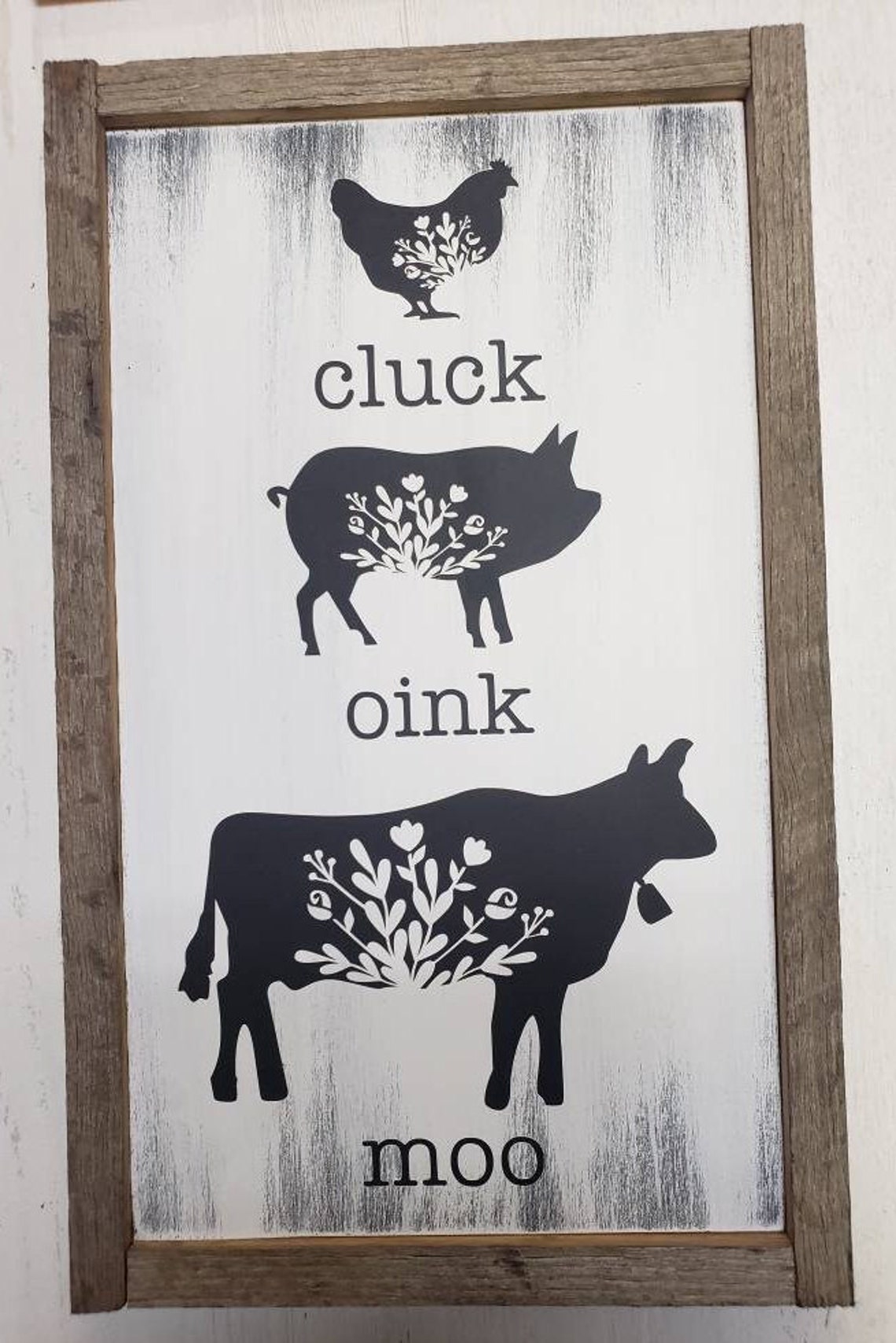 Farmhouse Cluck, Oink Moo Sign, Cow, Pig, Chicken Kitchen Sign, - Etsy