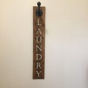 Laundry Room Hanger Sign, Laundry Room Decor, Laundry Organization, Farmhouse Style, Hand Painted, Rustic Cottage, Industrial Laundry Decor