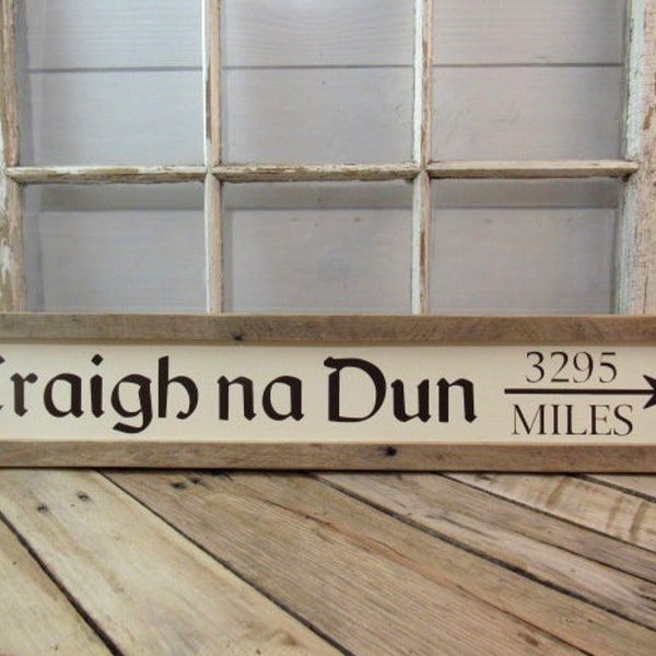 Craigh na Dun Framed Sign, Custom Hand Painted Directional Sign, Destination Sign, JAMMF, Claire, Personalized Location Sign, Arrow Sign