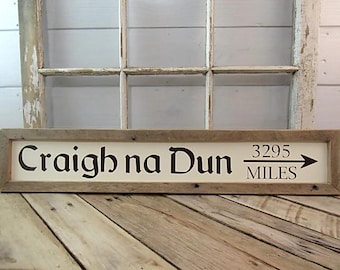 Craigh na Dun Framed Sign, Custom Hand Painted Directional Sign, Destination Sign, JAMMF, Claire, Personalized Location Sign, Arrow Sign