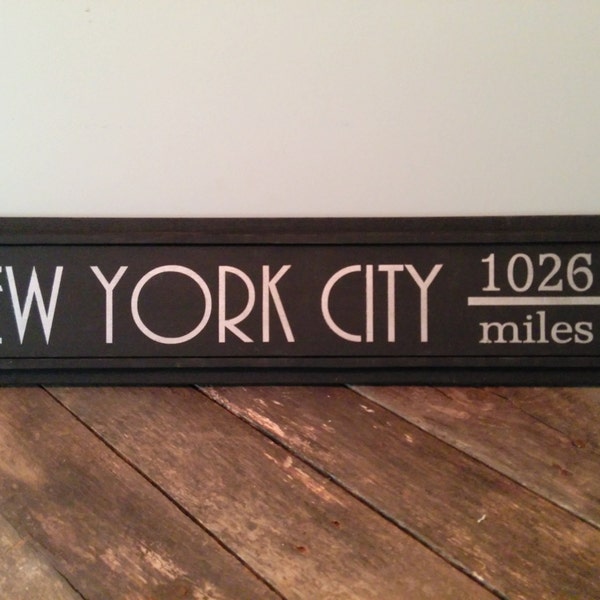 Mileage Sign, Custom Directional Sign, Destination Sign, Hand Painted Arrow Sign, Personalized Location Sign, Distance Sign