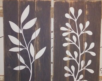 Leaf Wall Hanging, Floral Gallery Wall, Foliage Painting, Leaves