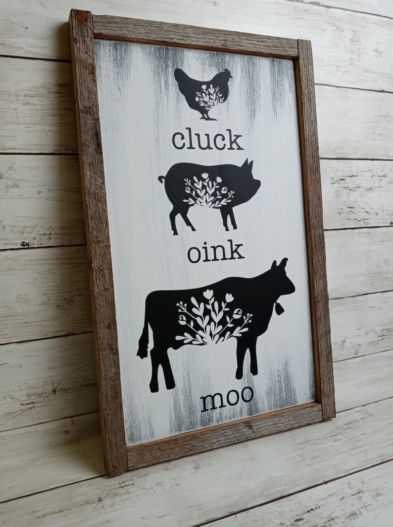 Farmhouse Cluck, Oink Moo Sign, Cow, Pig, Chicken Kitchen Sign, - Etsy