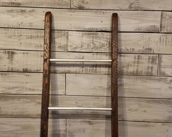 Industrial Blanket Ladder, Farmhouse Quilt Ladder, Decorative Ladder, Blanket Holder, Rustic Ladder, Country Cottage Decor, Quilt Display