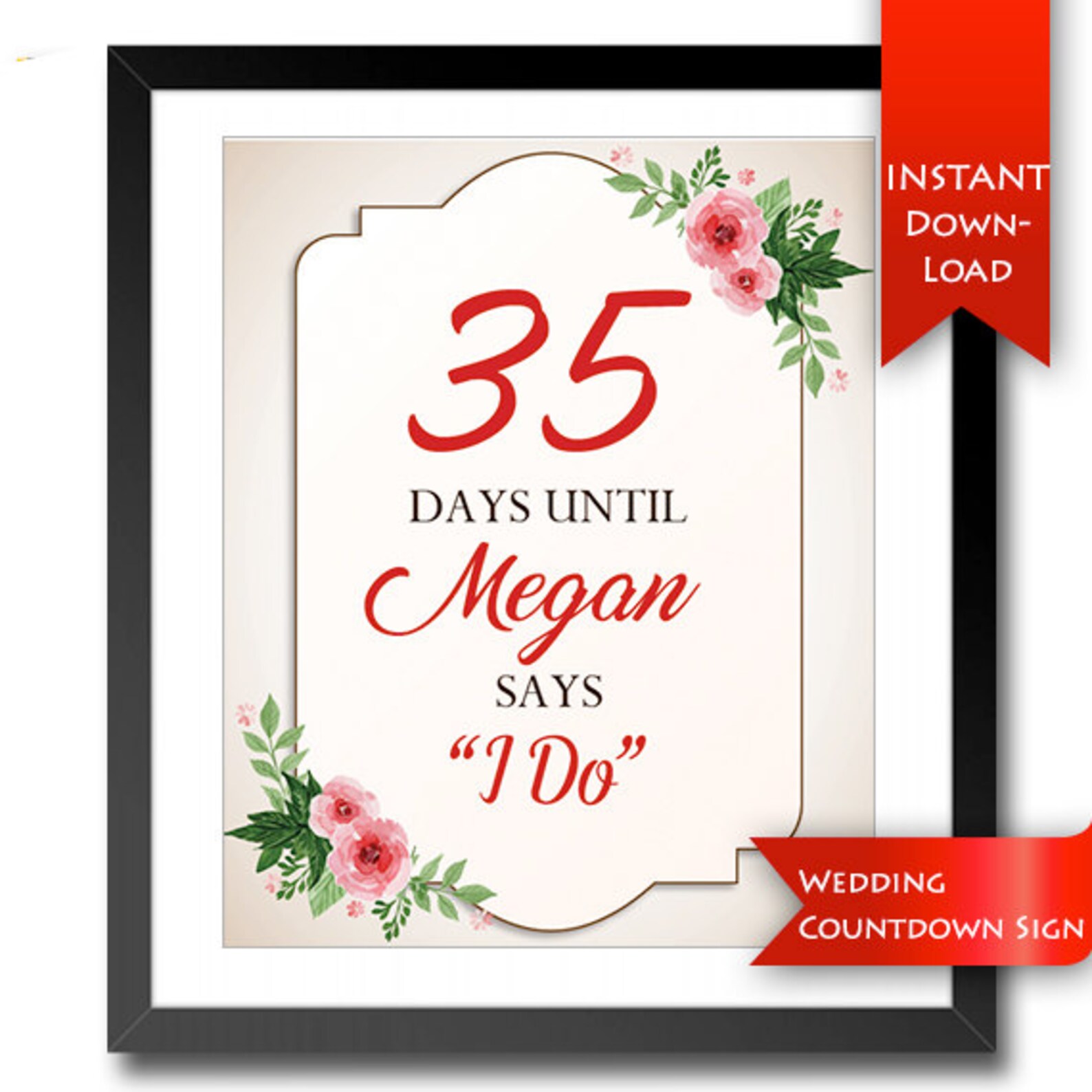Printable 'Days Until I Do' Floral Country Bridal | Etsy