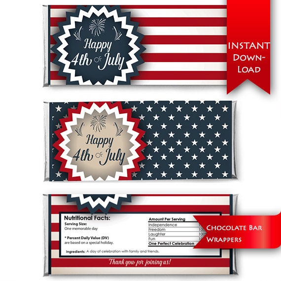 ON SALE! 4th of July Party Favor | Printable Patriotic Chocolate bar …