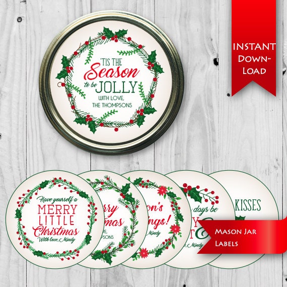 Mason Jar Labels Mason Jar Stickers Christmas Jar Topper | Etsy
