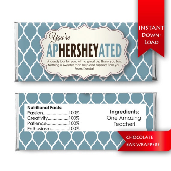 You're Ap-HERSHEY-ated Candy Bar Wrapper |Teacher Thank you gift …
