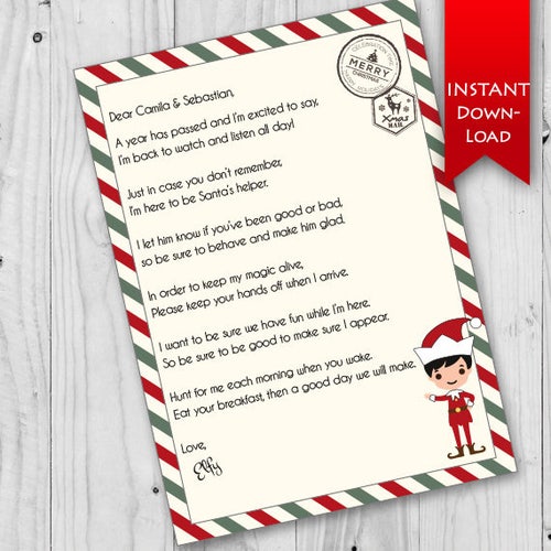 INSTANT DOWNLOAD Printable Elf Welcome Letter / Editable Add - Etsy