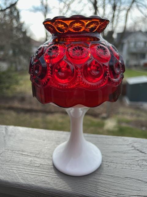 工芸品 Amberina Red amber Lamp Shade Vintage Red Orange Amberina Glass Ruffled Lamp Light Glass