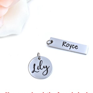 Laser Engraved Charm Bar / Personalized Custom Text or Name Tag / Rose Gold, Gold or Silver