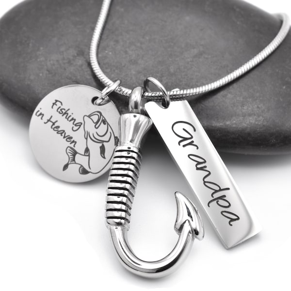 Gepersonaliseerde Vissen Urn Ketting, Vishaak Hanger Crematie Sieraden, Aangepaste As Ketting, Mens Sympathie Cadeau, Memorial Geschenken voor hem