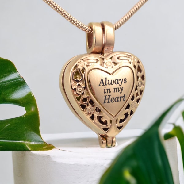 Personalized Heart Urn Necklace for Human Ashes, Locket Urn Heart Necklace, Heart Keepsake Urn for Women, Memorial Cremation Jewelry