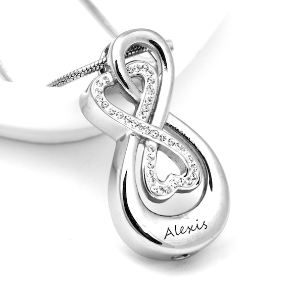 Love you INFINITY Cremation Jewelry - Heart Urn Pendant, Urn Necklace, Memorial Jewelry, Necklace for Ashes,  Keepsake Jewelry