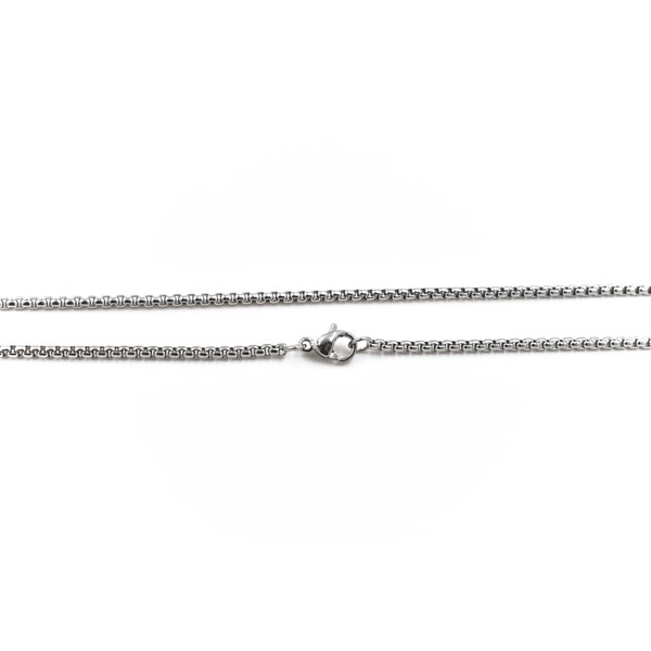 Stainless Steel Round Box Chain Necklace, 2mm Width Rounded Box Link Chain, Silver Round Box Link Necklace Chain