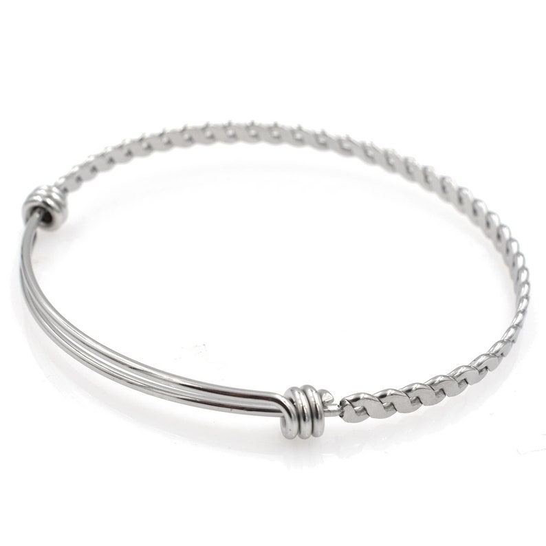 Stainless Steel Adjustable Braided Wire Bangle Bracelet // Etsy
