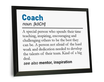 Coach Plaque Gift Personalized - Definition of a Coach 8x10 Wooden Sign - Cross Country Field Hockey Lacrosse Tennis Chess