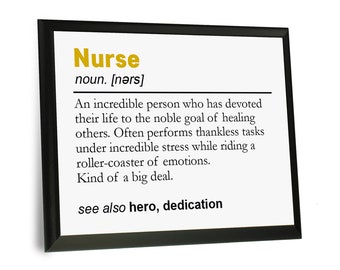 Best Nurse Plaque Gift - Appreciation Dedication Gift - Definition of a Nurse Plaque Sign 8x10 Wooden Sign
