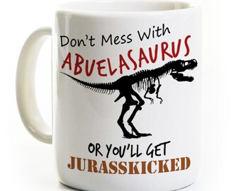 Personalized Abuela Coffee Mug Spanish Language - Abuelasaurus Dinosaur Jurassic - World's Best Abuela - Gift for Grandmother