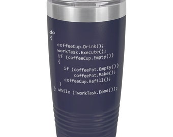 Programmer Computer Science Tumbler - Coffee Mug Travel - C++ Gift for Software Developer Teacher Professor Student