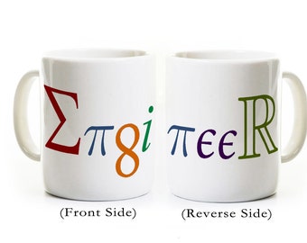 Engineer Coffee Mug - Engineer spelled with mathematical symbols - Gift for Engineering Student Graduate - Engineer Professor Teacher