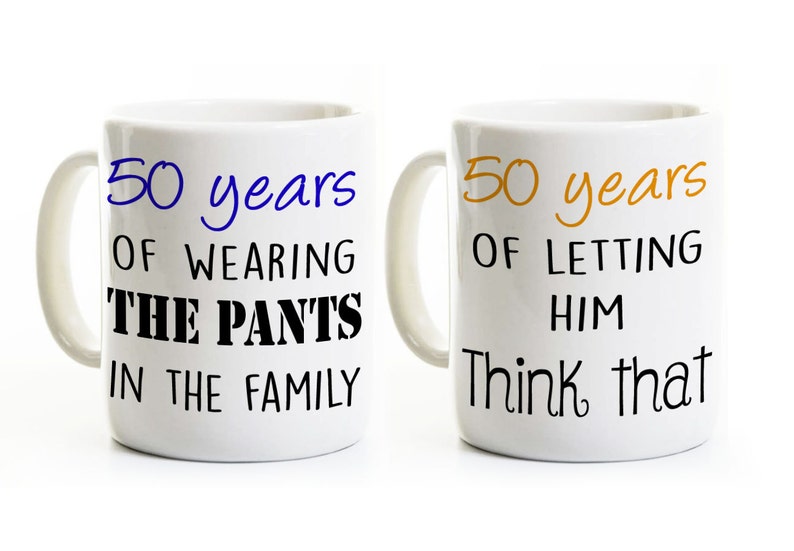 50th Anniversary Gift His and Her Personalized Coffee Mugs 50 Years Married Golden Wedding Anniversary Gift Idea Set Funny, Humor image 1