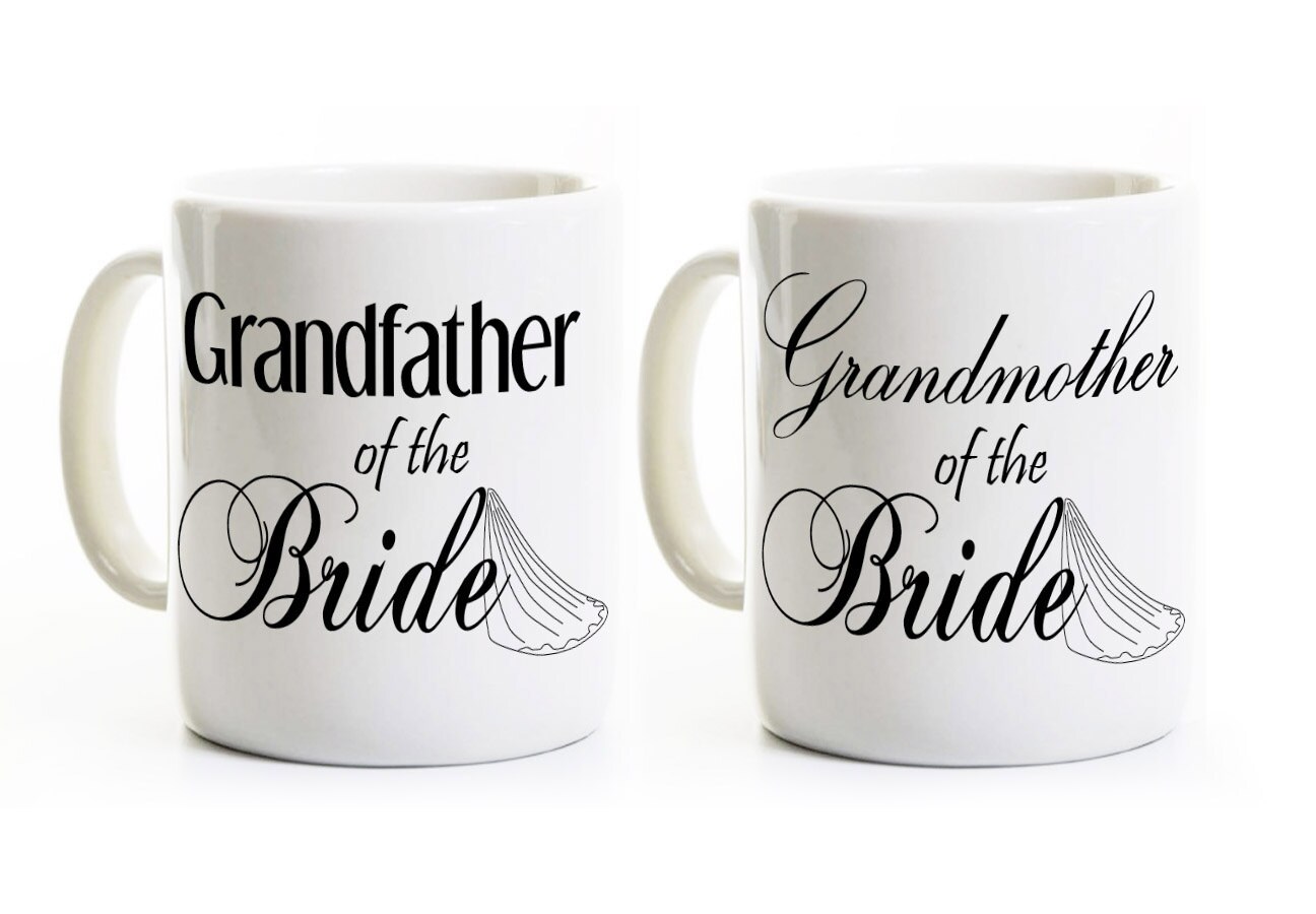 Grandparents of the Bride Gift - Grandmother Grandfather Coffee Mugs Cups - Wedding Bride Gift - Tea Cups