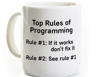 Rules of Programming Coffee Mug - Graduate Gist - Software Developer Code Computer Science - Engineer - Can Be Customized