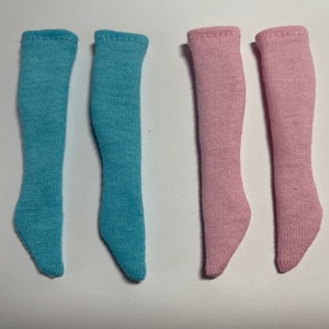 2 pair Knee High Fashion Doll Socks ~ Light Pink, Blue ~ Fits 11 1/2” Dolls