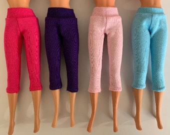 Fashion Doll Cropped Capri Leggings ~ Dark Pink, Purple, Light Pink, Blue ~ Fits 11 1/2” Dolls