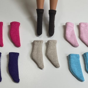 6 pair Fashion Doll Socks ~ Basic Color Set 1 ~ Fits 11 1/2” Dolls